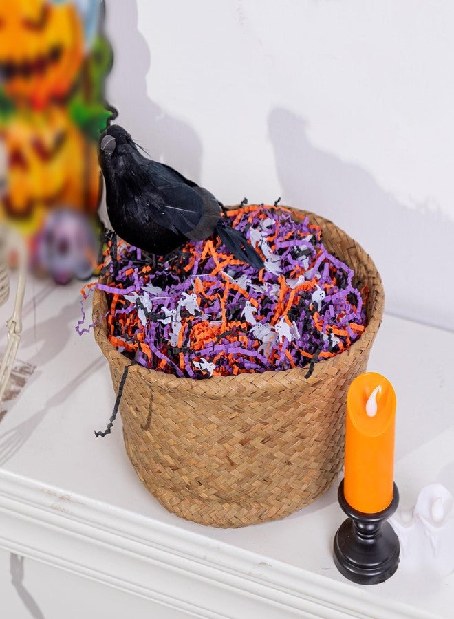 Gloreyan 1LB Halloween Crinkle Cut Paper Shred, Black Orange Purple Raffia Paper Sherd Filler Grass with Ghost Decoration for Gift Wrapping Basket Filling Birthdays Weddings Party Supply - Image 4